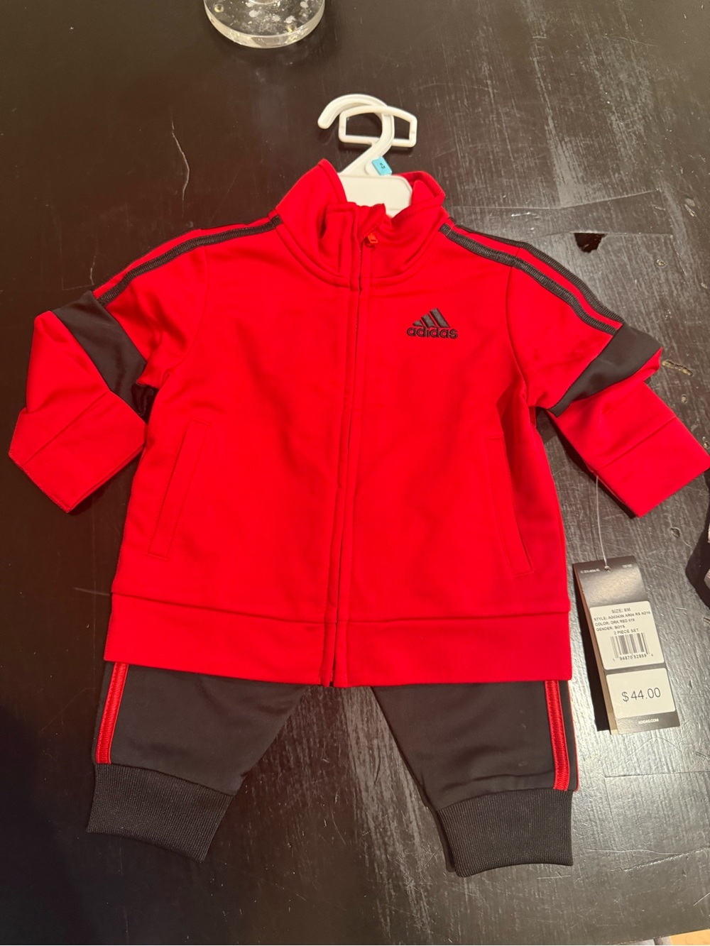 adidas Kids Red and Black Sweatpants & Jacket Set